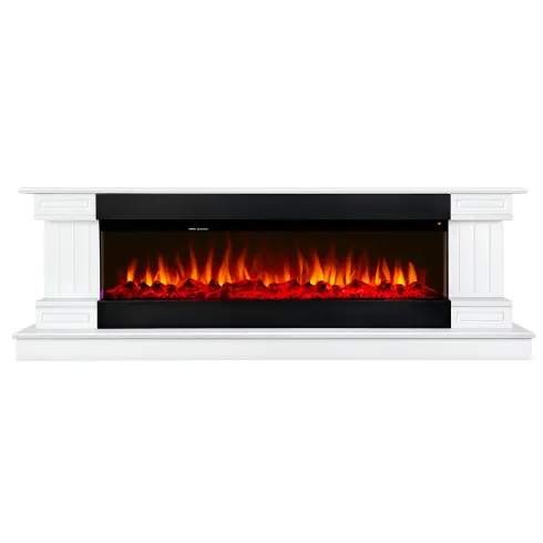 Camino Elettrico Bianco 1500W 181x43x60 con Fiamma 3D e Termostato