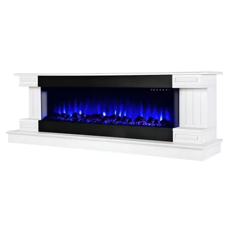 Camino Elettrico Bianco 1500W 181x43x60 con Fiamma 3D e Termostato
