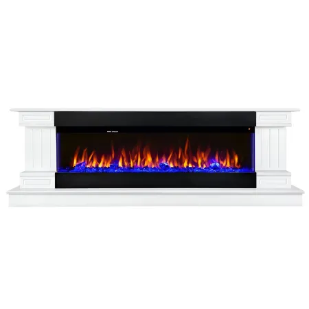 Camino Elettrico Bianco 1500W 181x43x60 con Fiamma 3D e Termostato