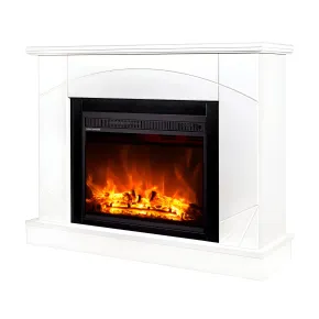 Camino Elettrico con Mantello Bianco con LED Effetto Fiamma 1500W