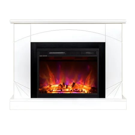 Camino Elettrico con Mantello Bianco con LED Effetto Fiamma 1500W