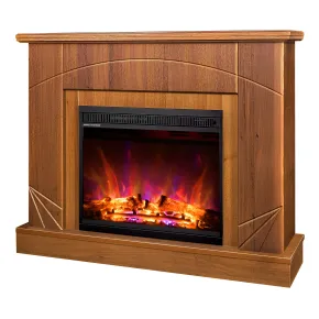 Camino Elettrico con Mantello Legno Noce 1500W Fiamma LED 3 Colori