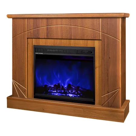 Camino Elettrico con Mantello Legno Noce 1500W Fiamma LED 3 Colori
