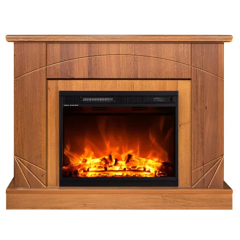 Camino Elettrico con Mantello Legno Noce 1500W Fiamma LED 3 Colori