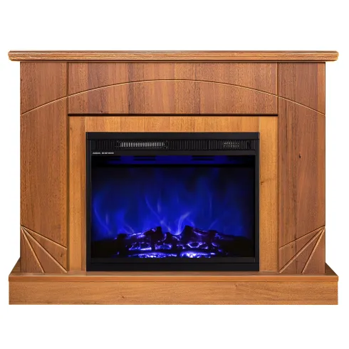 Camino Elettrico con Mantello Legno Noce 1500W Fiamma LED 3 Colori