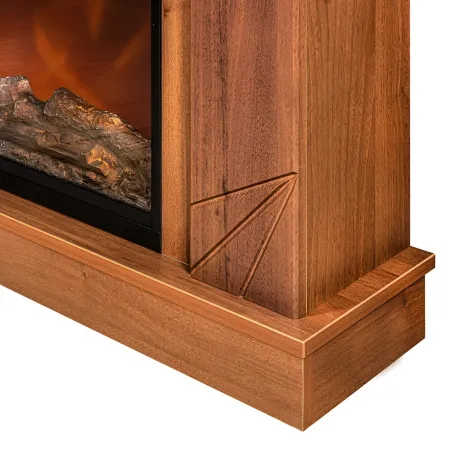 Camino Elettrico con Mantello Legno Noce 1500W Fiamma LED 3 Colori