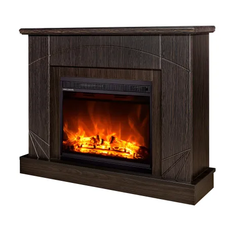 Camino Elettrico con Mantello Legno Scuro 1500W Fiamma LED 3 Colori