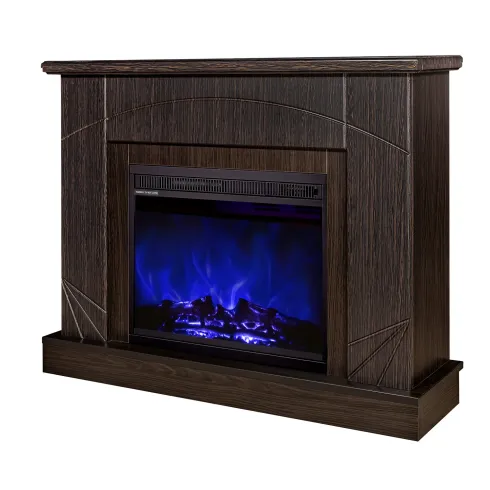 Camino Elettrico con Mantello Legno Scuro 1500W Fiamma LED 3 Colori