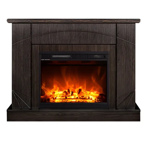 Camino Elettrico con Mantello Legno Scuro 1500W Fiamma LED 3 Colori