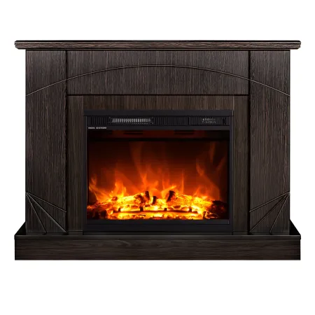 Camino Elettrico con Mantello Legno Scuro 1500W Fiamma LED 3 Colori