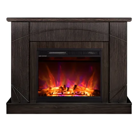 Camino Elettrico con Mantello Legno Scuro 1500W Fiamma LED 3 Colori