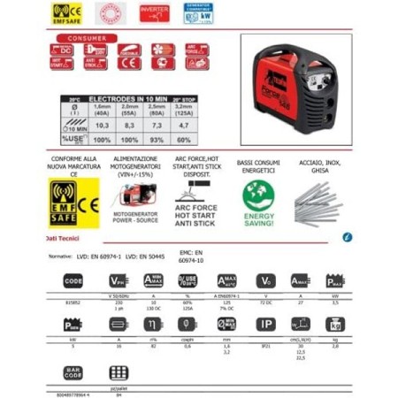 Saldatrice Inverter Telwin Force 145 a Elettrodo Multifunzione Professionale