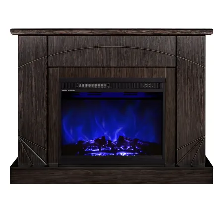 Camino Elettrico con Mantello Legno Scuro 1500W Fiamma LED 3 Colori