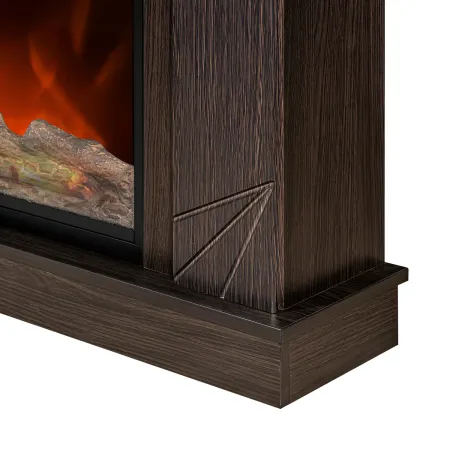 Camino Elettrico con Mantello Legno Scuro 1500W Fiamma LED 3 Colori