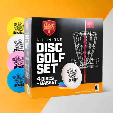 Set Disc Golf con Canestro da Esterno Completo con Dischi Colorati