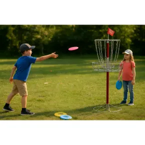 Set Disc Golf con Canestro da Esterno Completo con Dischi Colorati 2