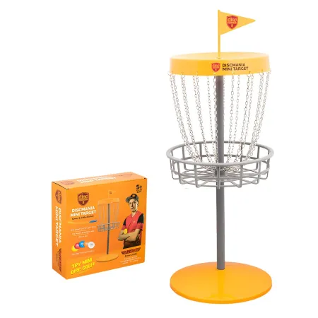 Set Disc Golf con Canestro e Dischi da Giardino Arancione Portatile