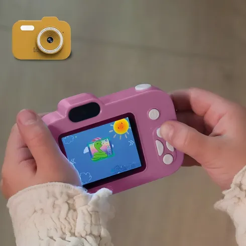 Fotocamera Digitale per Bambini Video HD 1080P Giallo Filtri Divertenti