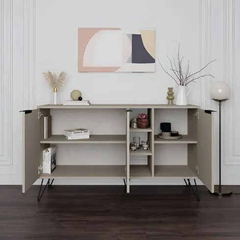Madia Moderna 3 Ante da Soggiorno Credenza con Vani Cashmere