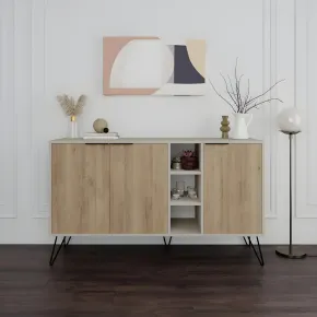 Madia Moderna 3 Ante Credenza da Soggiorno con Vani Rovere 2