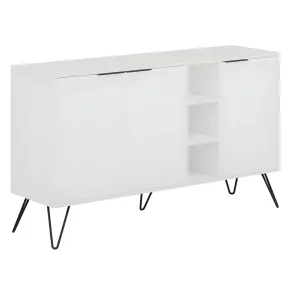 Credenza Madia con Nicchie 3 Ante Bianco per Soggiorno Gambe Metalliche