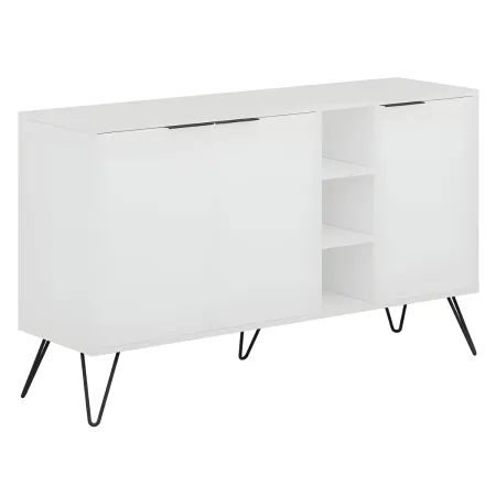 Credenza Madia con Nicchie 3 Ante Bianco per Soggiorno Gambe Metalliche