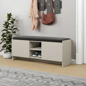 Panca Scarpiera con Seduta Imbottina 2 Ante con Nicchia a Giorno Beige 2