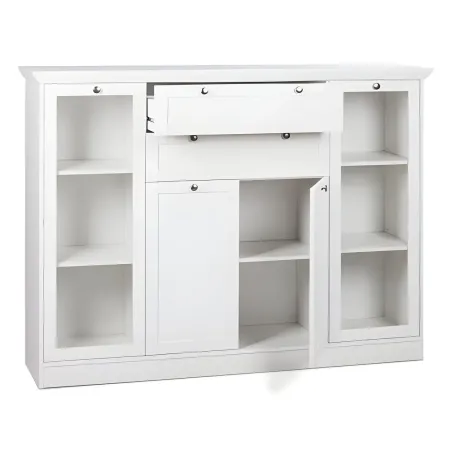Credenza 4 Ante 2 cassetti Vetrina e Ripiani da Soggiorno Classico Bianco