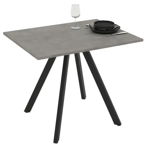 Tavolo da Pranzo Effetto Cemento Rettangolare 90x70 cm Struttura Nera