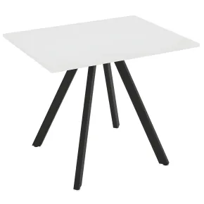 Tavolo da Pranzo Bianco Frassinato Rettangolare 90x70 cm Struttura Nera