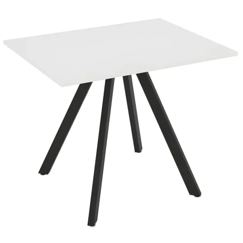 Tavolo da Pranzo Bianco Frassinato Rettangolare 90x70 cm Struttura Nera
