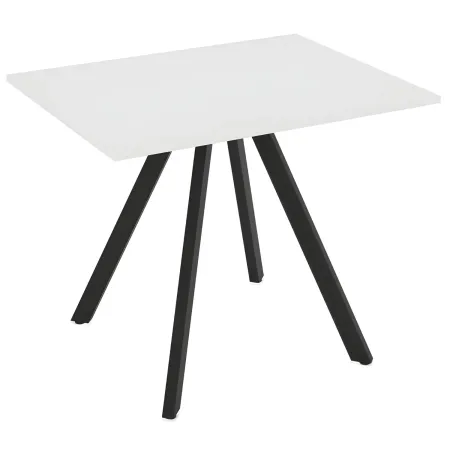 Tavolo da Pranzo Bianco Frassinato Rettangolare 90x70 cm Struttura Nera