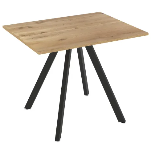 Tavolo da Pranzo Piano in Rovere Rettangolare 90x70 cm Struttura Nera