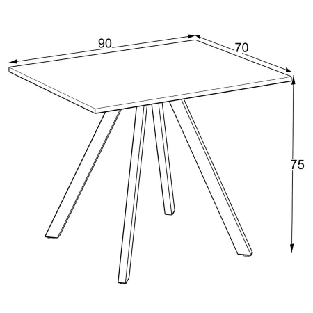 Tavolo da Pranzo Piano in Rovere Rettangolare 90x70 cm Struttura Nera