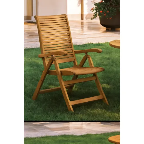 Outlet Sedia Pieghevole da Giardino in Legno Balau con Braccioli Classica