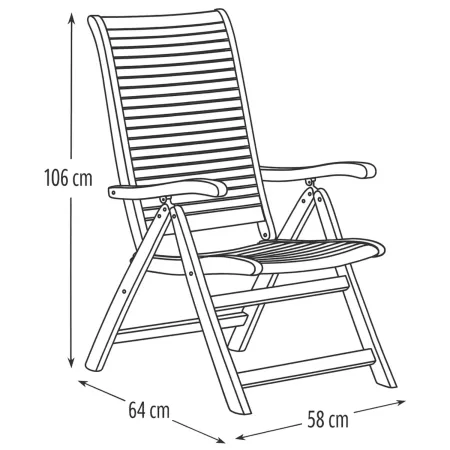 Outlet Sedia Pieghevole da Giardino in Legno Balau con Braccioli Classica
