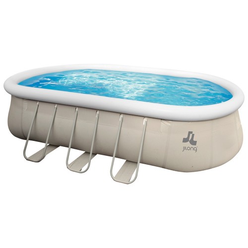 Piscina Ovale 610x360x122 Gonfiabile Pompa Filtro Cartuccia 2 Teli + Scaletta