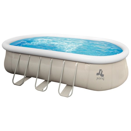 Piscina Ovale 610x360x122 Gonfiabile Pompa Filtro Cartuccia 2 Teli + Scaletta