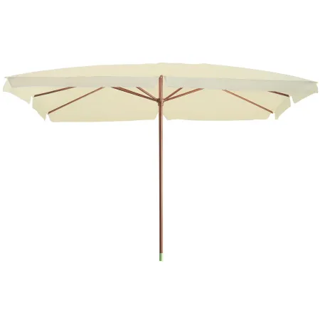 Ombrellone Rettangolare in Legno 3x4 Ecru con Palo Centrale da Giardino