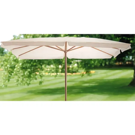 Ombrellone Rettangolare in Legno 3x4 Ecru con Palo Centrale da Giardino