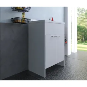 Mobile Lavatoio PVC 58x38 cm con Vasca 2 Ante con Kit Scarico Autopulente 2