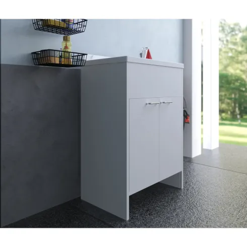 Mobile Lavatoio PVC 58x38 cm con Vasca 2 Ante con Kit Scarico Autopulente