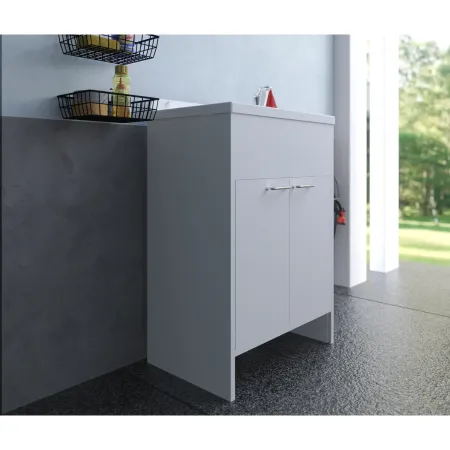 Mobile Lavatoio PVC 58x38 cm con Vasca 2 Ante con Kit Scarico Autopulente