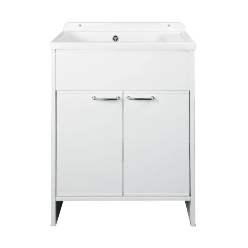 Mobile Lavatoio PVC 58x38 cm con Vasca 2 Ante con Kit Scarico Autopulente