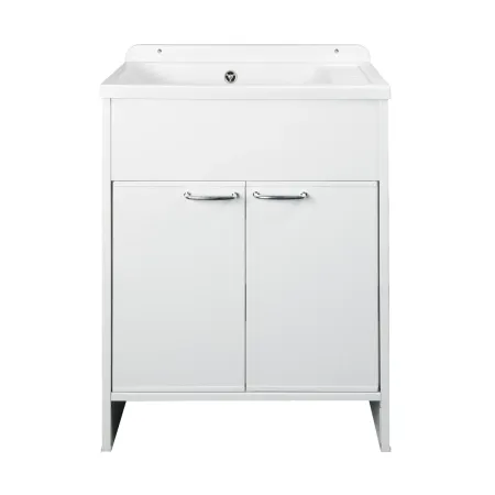 Mobile Lavatoio PVC 58x38 cm con Vasca 2 Ante con Kit Scarico Autopulente