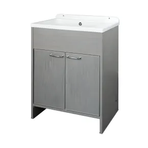 Lavatoio da Lavanderia in PVC con Vasca 58x38 cm Effetto Rovere Esterno
