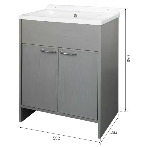 Lavatoio da Lavanderia in PVC con Vasca 58x38 cm Effetto Rovere Esterno