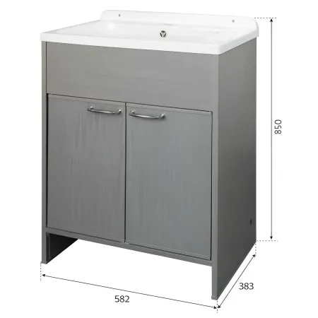 Lavatoio da Lavanderia in PVC con Vasca 58x38 cm Effetto Rovere Esterno