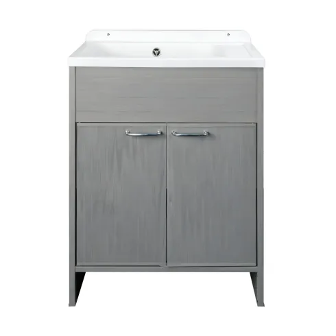 Lavatoio da Lavanderia in PVC con Vasca 58x38 cm Effetto Rovere Esterno
