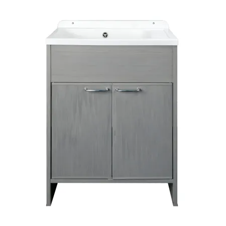 Lavatoio da Lavanderia in PVC con Vasca 58x38 cm Effetto Rovere Esterno